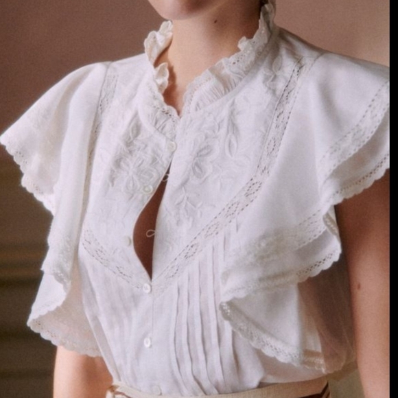 Sezane White Lace Blouse - Picture 1 of 4